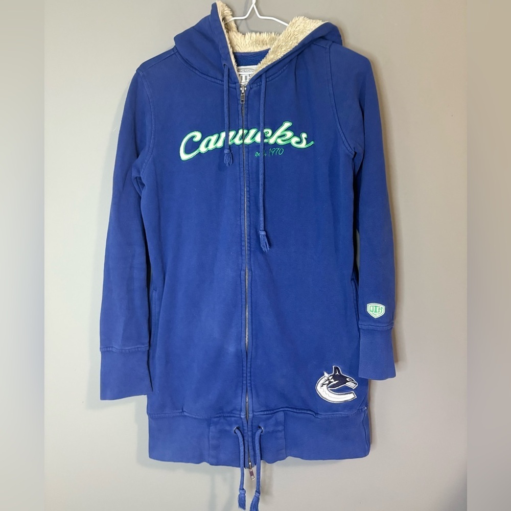 Vancouver Canucks NHL Women’s Fleece Lined Long Zip Hoodie Jacket Size M - Picture 2 of 11
